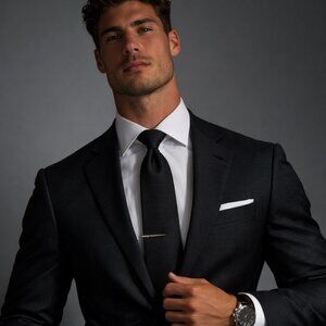 NEW BOSS Solid Silk Tie Black Slim 2.25" Width Made in Italy